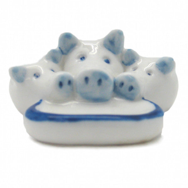 Porcelain Animals Miniatures Delft Blue Pig - ScandinavianGiftOutlet