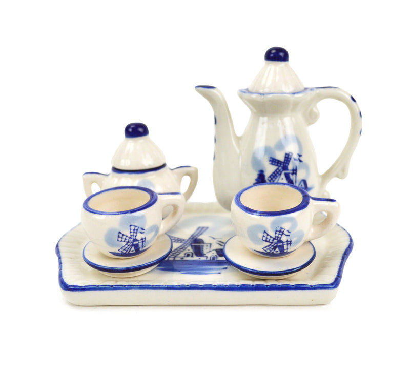 Porcelain Miniature Tea Set with Windmill Design - ScandinavianGiftOutlet