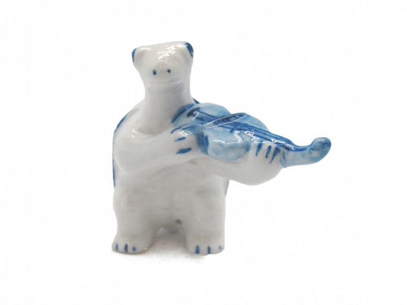 Miniature Musical Instrument Turtle With Violin Delft Blue - ScandinavianGiftOutlet