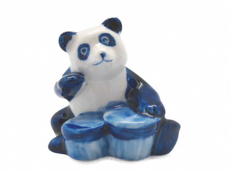 Miniature Musical Instrument Panda With Drum Delft Blue - ScandinavianGiftOutlet