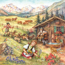 German Gift Magnet Tile Alpine Heidi Scene - ScandinavianGiftOutlet