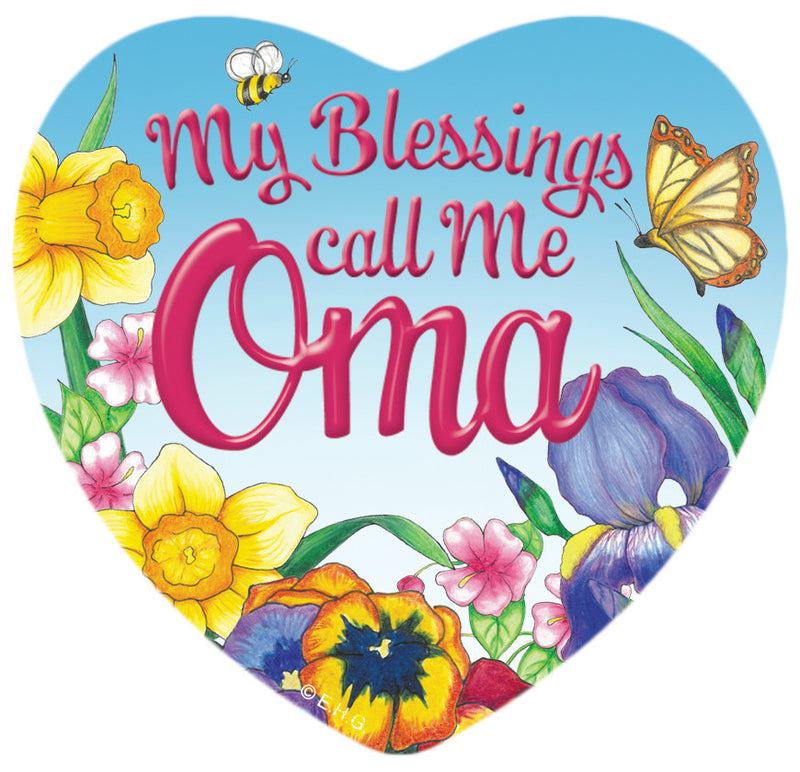 Heart Fridge Magnet: My Blessings Call me Oma - ScandinavianGiftOutlet