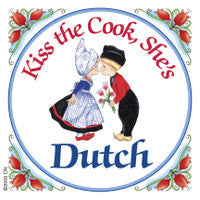 Dutch Souvenirs Magnet Tile (Kiss Dutch Cook) - ScandinavianGiftOutlet