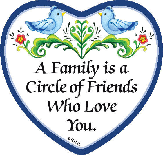 "A Family Is a Circle Of Friends Who Loves You" Heart Fridge Magnet Tile - ScandinavianGiftOutlet