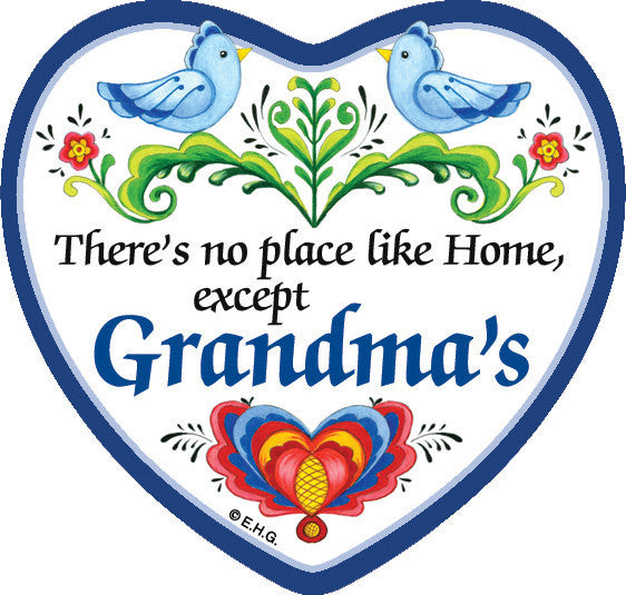 "There's No Place Like Home Except Grandma's" Heart Fridge Magnet Tile - ScandinavianGiftOutlet