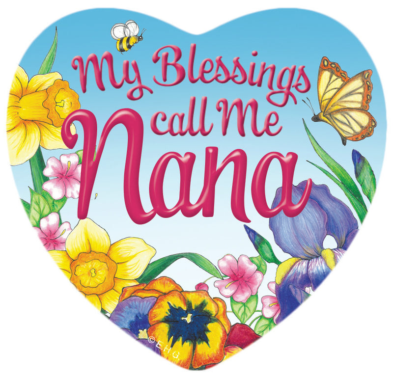 "My Blessings Call me Nana" Heart Fridge Magnet Tile - ScandinavianGiftOutlet