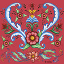 Tile Magnet: Hearts & Rosemaling - ScandinavianGiftOutlet