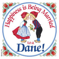 Danish Shop Magnet Tile (Happiness Married To Dane) - ScandinavianGiftOutlet