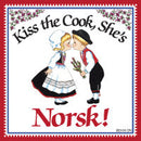 Norwegian Gift Magnet Tile (Kiss Norsk Cook) - ScandinavianGiftOutlet