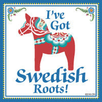 Swedish Souvenirs Magnet Tile (Swedish Roots) - ScandinavianGiftOutlet