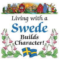 Swedish Souvenirs Magnet Tile (Living With Swede) - ScandinavianGiftOutlet