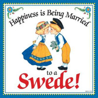 Swedish Souvenirs Magnet Tile (Happiness Married Swede) - ScandinavianGiftOutlet