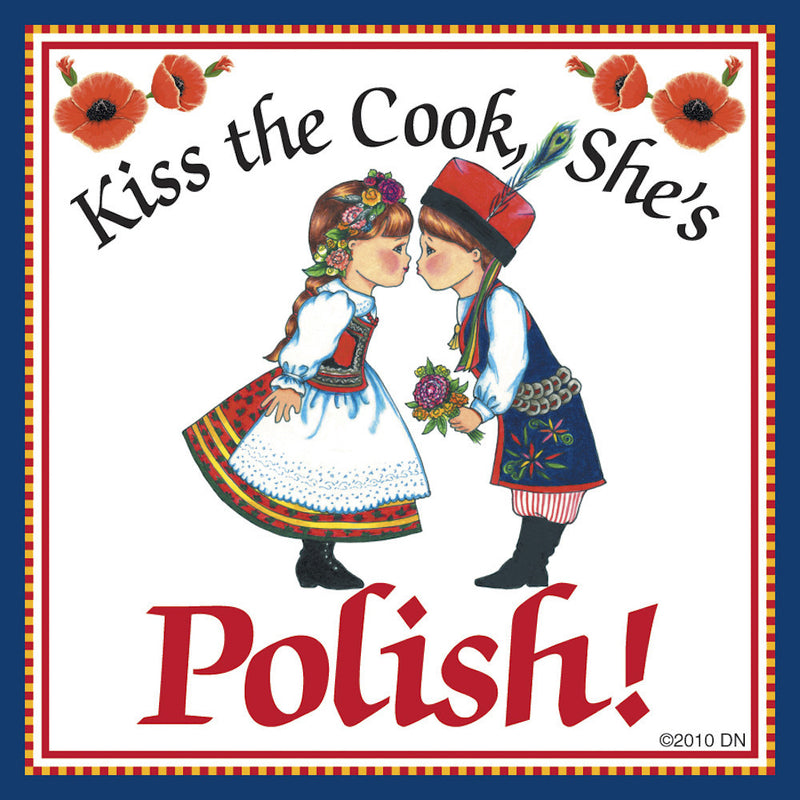 Polish Gift Magnet Tile "Kiss Polish Cook" - ScandinavianGiftOutlet