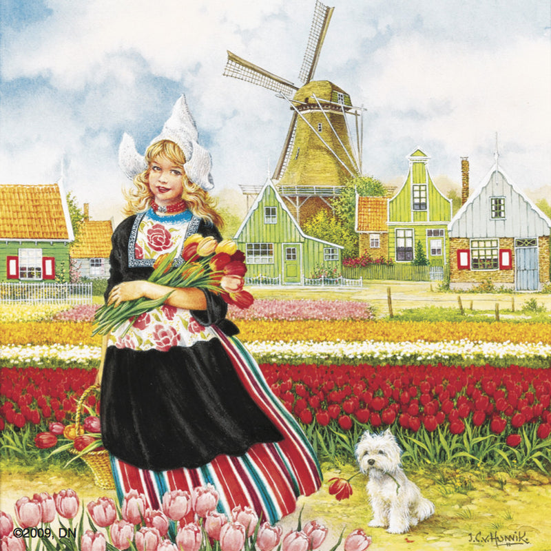 Tulip Time Girl Color Magnet Tile - ScandinavianGiftOutlet