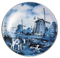 Souvenir Plate Calves and Windmill Blue - ScandinavianGiftOutlet