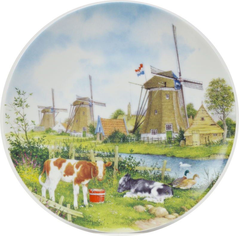 Souvenir Plate Calves and Windmill Color - ScandinavianGiftOutlet
