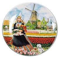 Souvenir Plate Tulip Girl Color - ScandinavianGiftOutlet