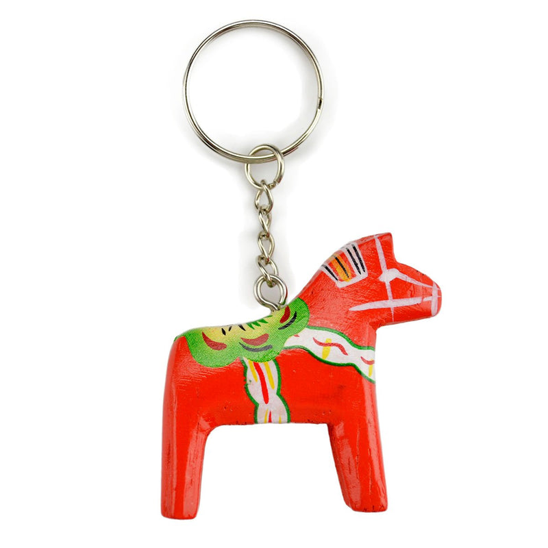 Red Swedish Dala Horse Keychain