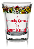 German Party Favor Shot Glass: Grouchy German Clear - ScandinavianGiftOutlet