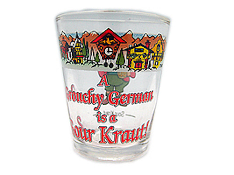 German Party Favor Shot Glass: Grouchy German Clear - ScandinavianGiftOutlet