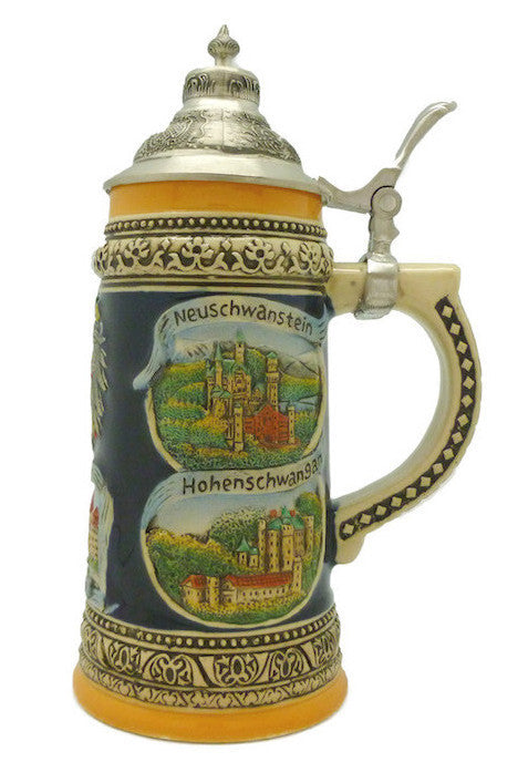 Engraved Beer Stein German Landmarks Metal Lid - ScandinavianGiftOutlet