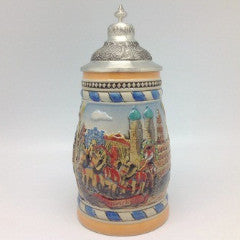Engraved Beer Stein Munich Scene Metal Lid - ScandinavianGiftOutlet