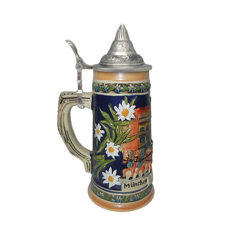 Munchen Oktoberfest Beer Stein with metal lid - ScandinavianGiftOutlet