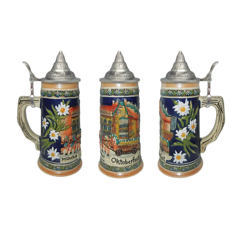 Munchen Oktoberfest Beer Stein with metal lid - ScandinavianGiftOutlet
