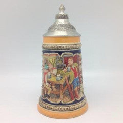 Engraved Beer Stein Alpine Pub Metal Lid - ScandinavianGiftOutlet