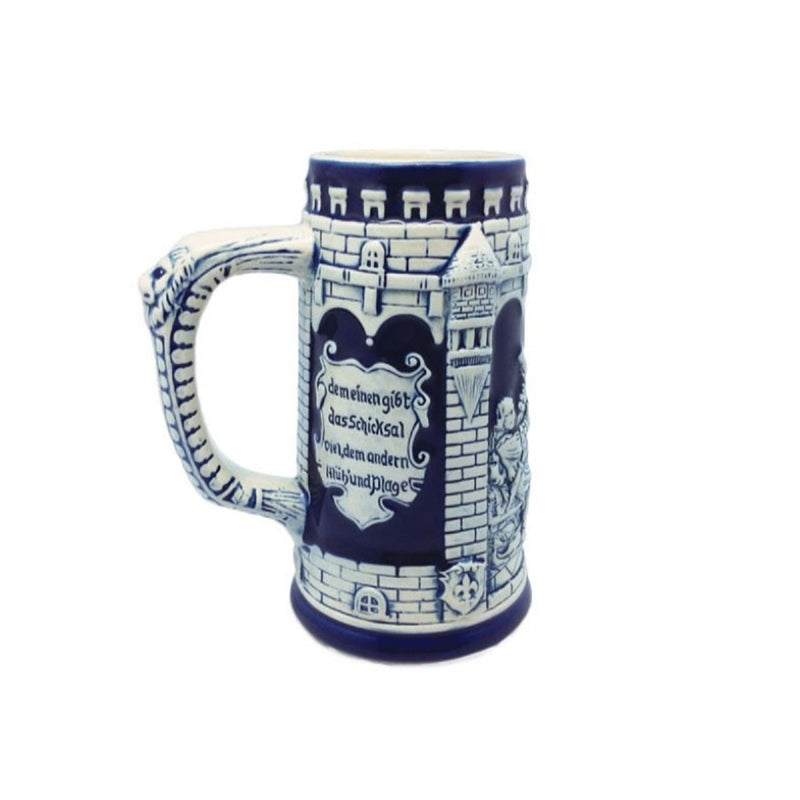 German Castle Cobalt Blue Beer Stein without Lid - ScandinavianGiftOutlet