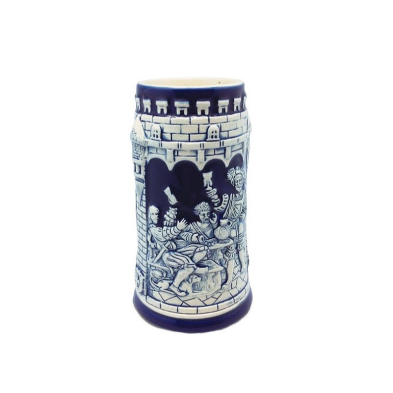 German Castle Cobalt Blue Beer Stein without Lid - ScandinavianGiftOutlet