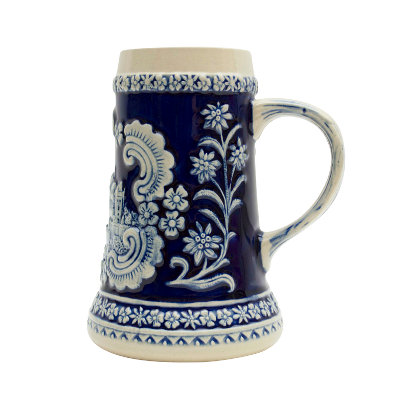 Beer Stein Ceramic German Castle Engraved - ScandinavianGiftOutlet