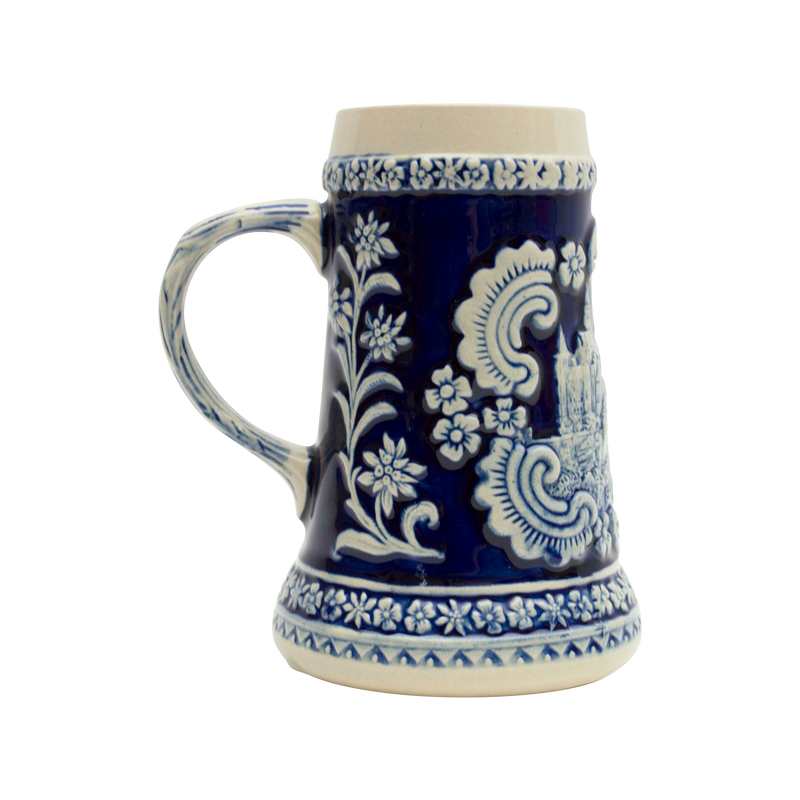 Beer Stein Ceramic German Castle Engraved - ScandinavianGiftOutlet