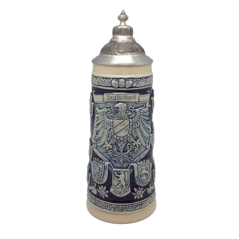 German Stein Coats of Arms Engraved w/Lid - ScandinavianGiftOutlet