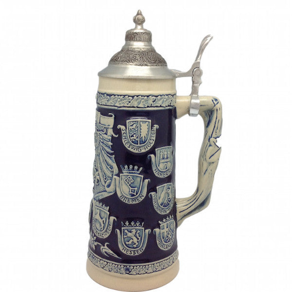German Stein Coats of Arms Engraved w/Lid - ScandinavianGiftOutlet
