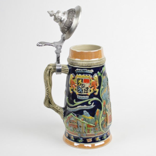 Ceramic Beer Stein Ludwig Theme w/Lid - ScandinavianGiftOutlet