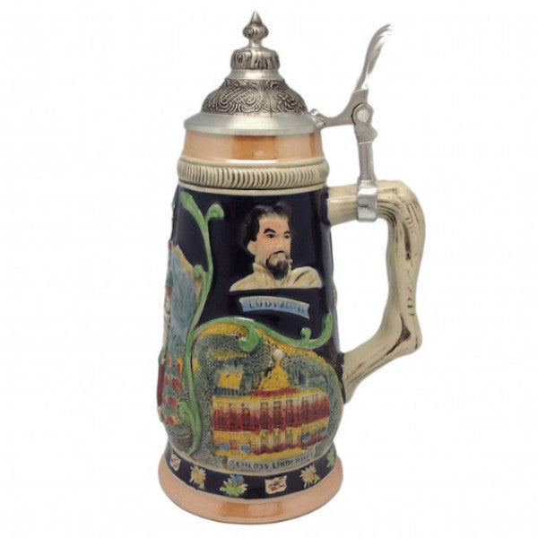 Ceramic Beer Stein Ludwig Theme w/Lid - ScandinavianGiftOutlet