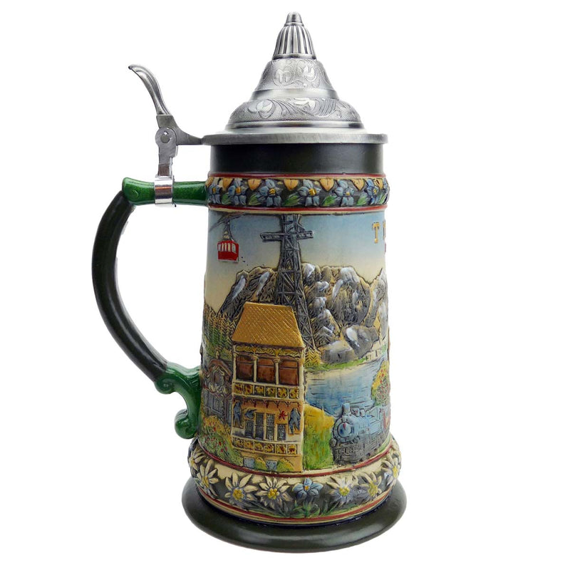 Tyrol Austrian Alps Beer Stein with Lid - ScandinavianGiftOutlet