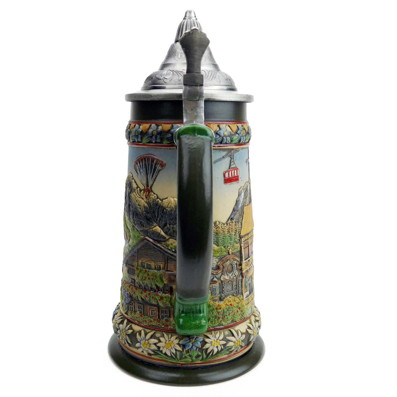 Tyrol Austrian Alps Beer Stein with Lid - ScandinavianGiftOutlet