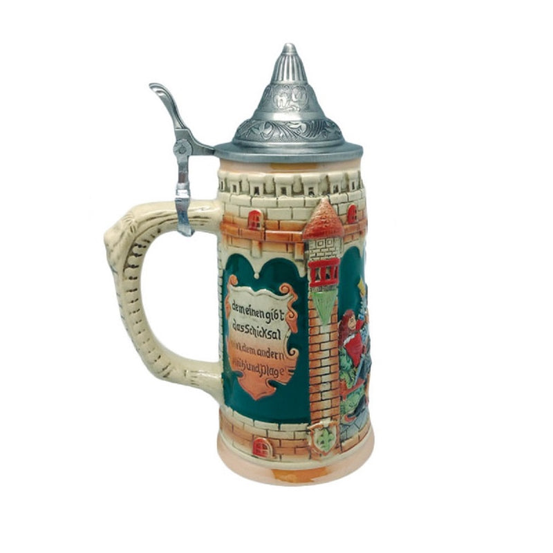 German Castle Engraved Beer Stein with Lid - ScandinavianGiftOutlet