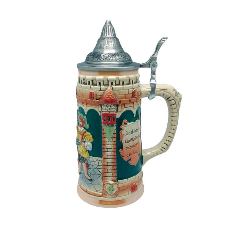 German Castle Engraved Beer Stein with Lid - ScandinavianGiftOutlet