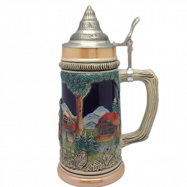 German Beer Stein Clock & Waterwheel w/Lid - ScandinavianGiftOutlet