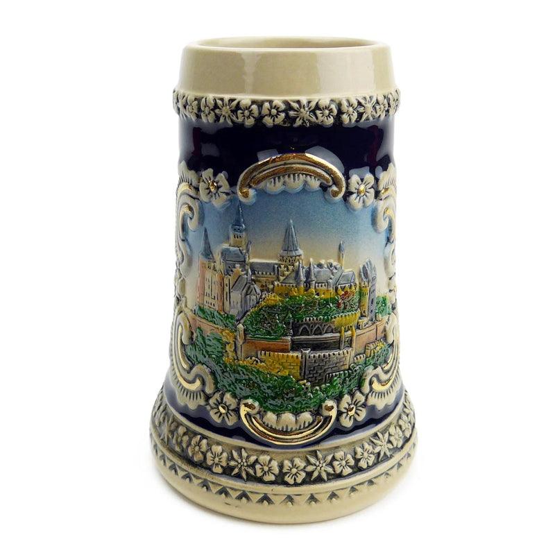 Bavarian Castle Engraved Ceramic Beer Stein no/Lid - ScandinavianGiftOutlet