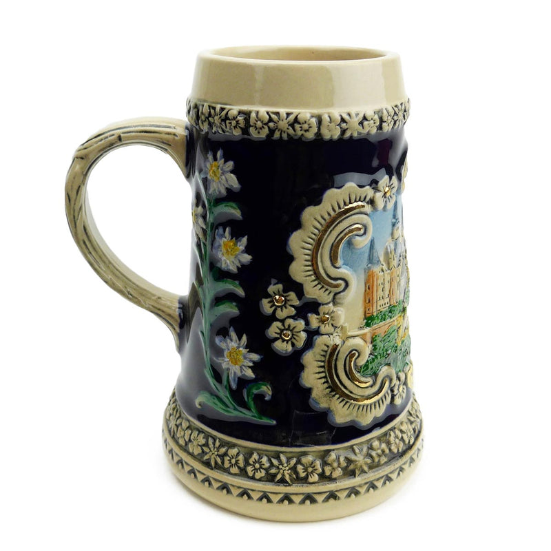 Bavarian Castle Engraved Ceramic Beer Stein no/Lid - ScandinavianGiftOutlet