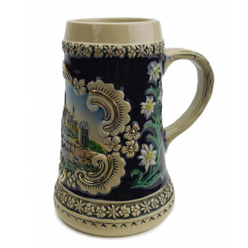 Bavarian Castle Engraved Ceramic Beer Stein no/Lid - ScandinavianGiftOutlet