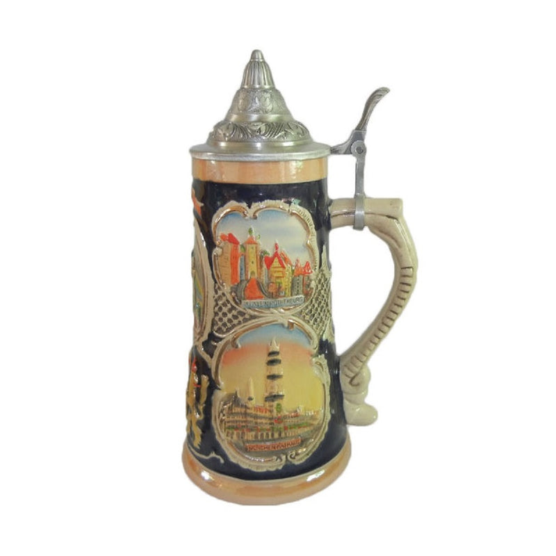 German Banner Collectible Beer Stein with Metal Lid - ScandinavianGiftOutlet