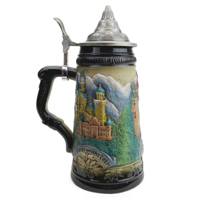 Mountain Village Beer Stein with Lid - ScandinavianGiftOutlet