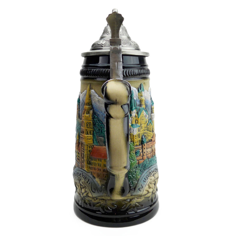 Mountain Village Beer Stein with Lid - ScandinavianGiftOutlet