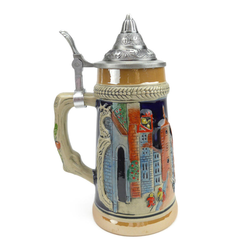 German Village Beer Stein with Lid - ScandinavianGiftOutlet