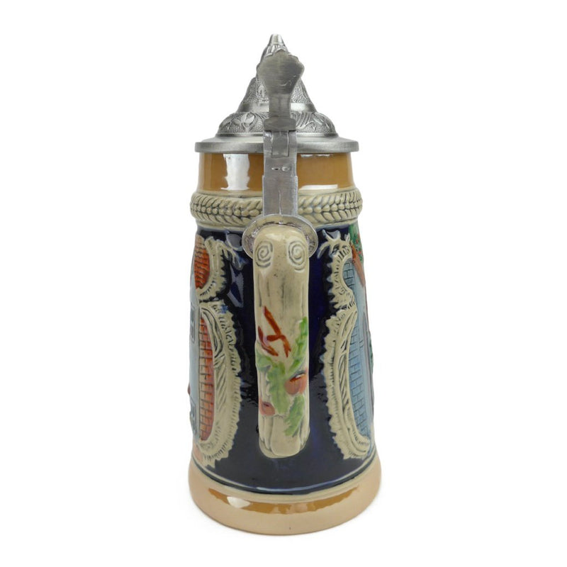 German Village Engraved .75L Beer Stein with Etched Metal Lid - ScandinavianGiftOutlet